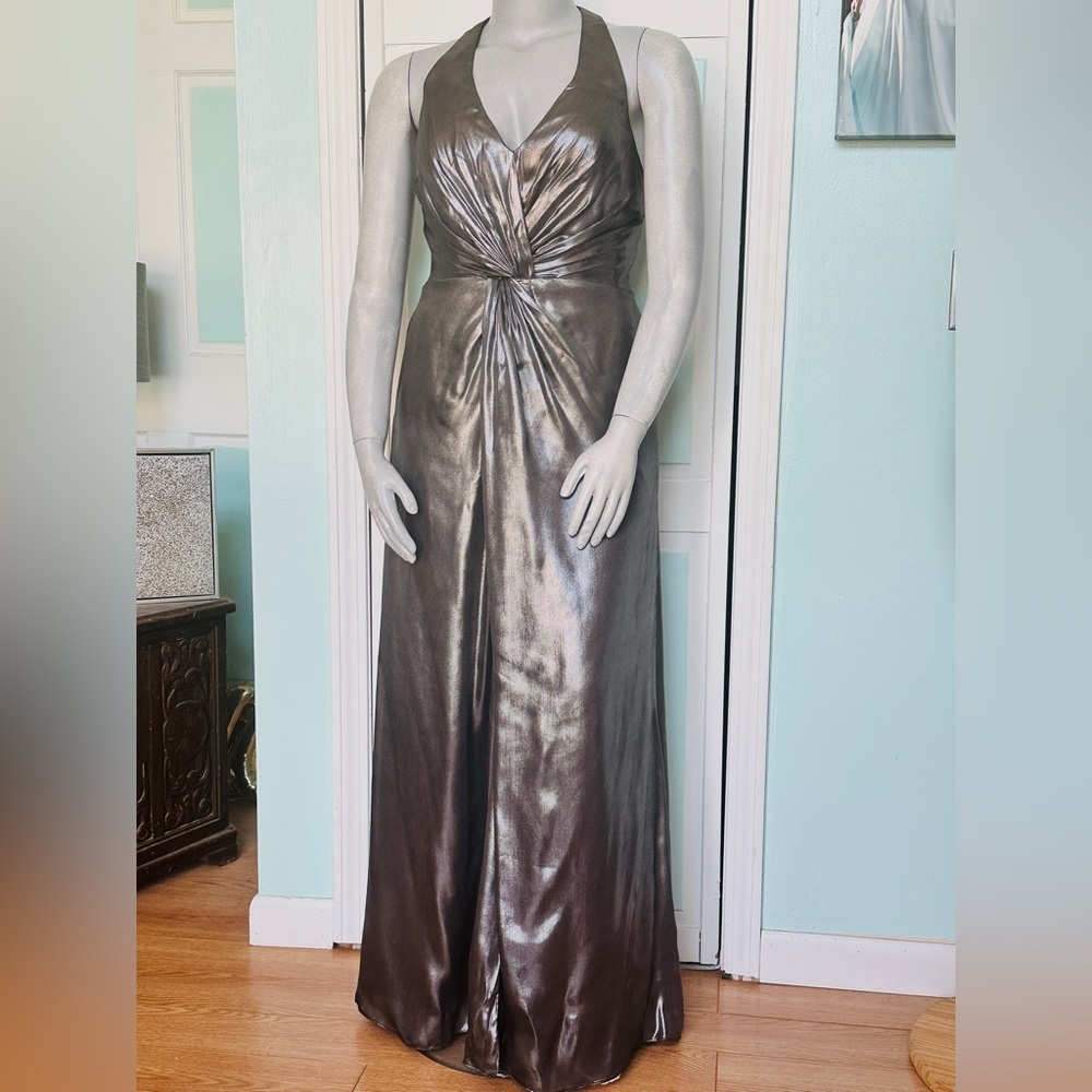 Alfred Angelo Metallic Silver Prom Dress
